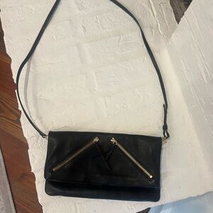 Stella Dot Black Leather Crossbody Bag